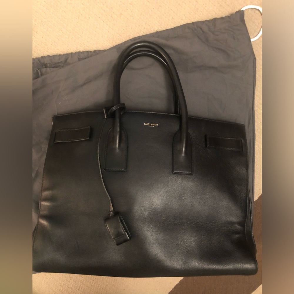 Saint Laurent Sac De Jour large black calfskin handbag